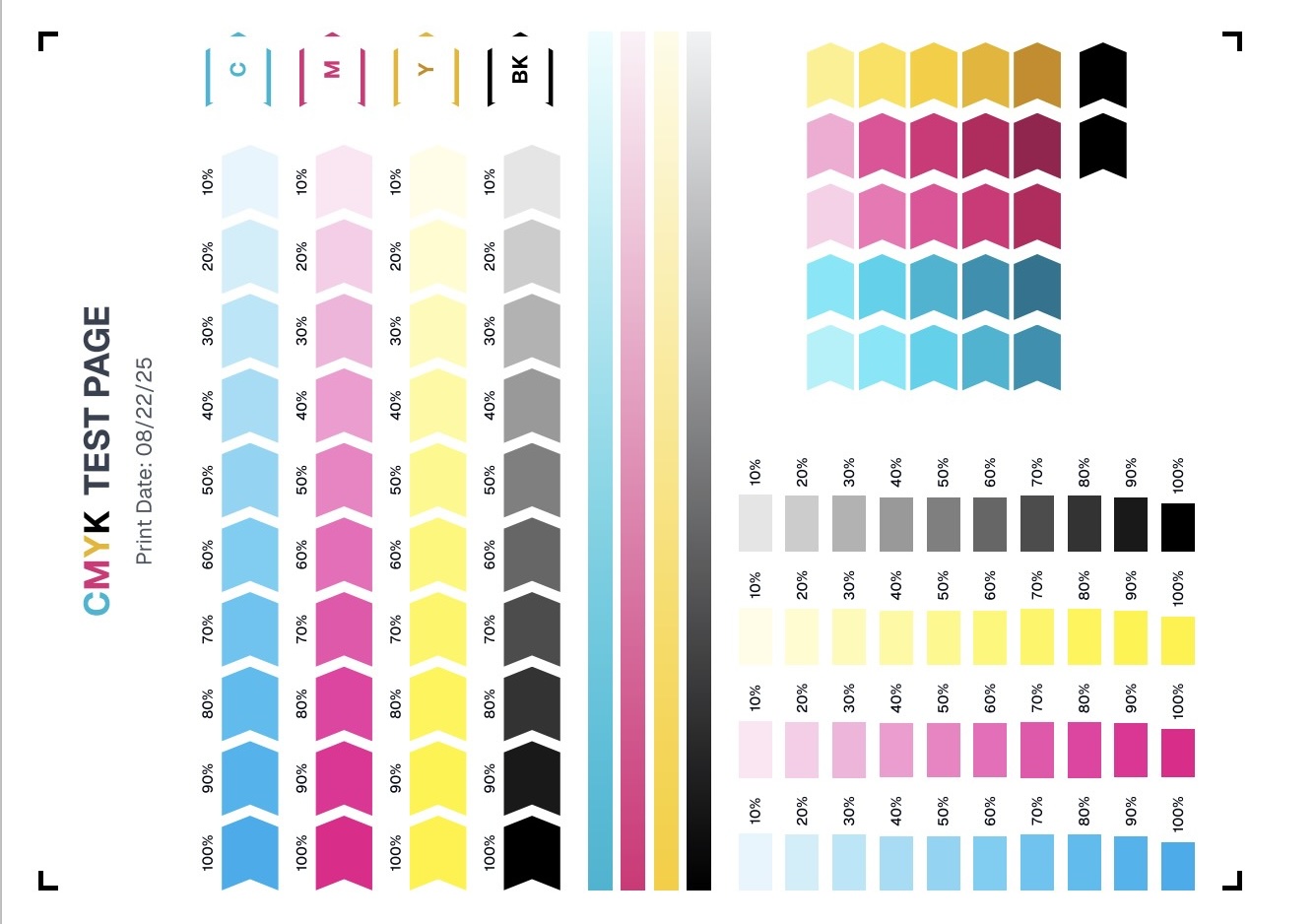 CMYK Color Printer Test Page thumbnail – check CMYK alignment, saturation, and color balance