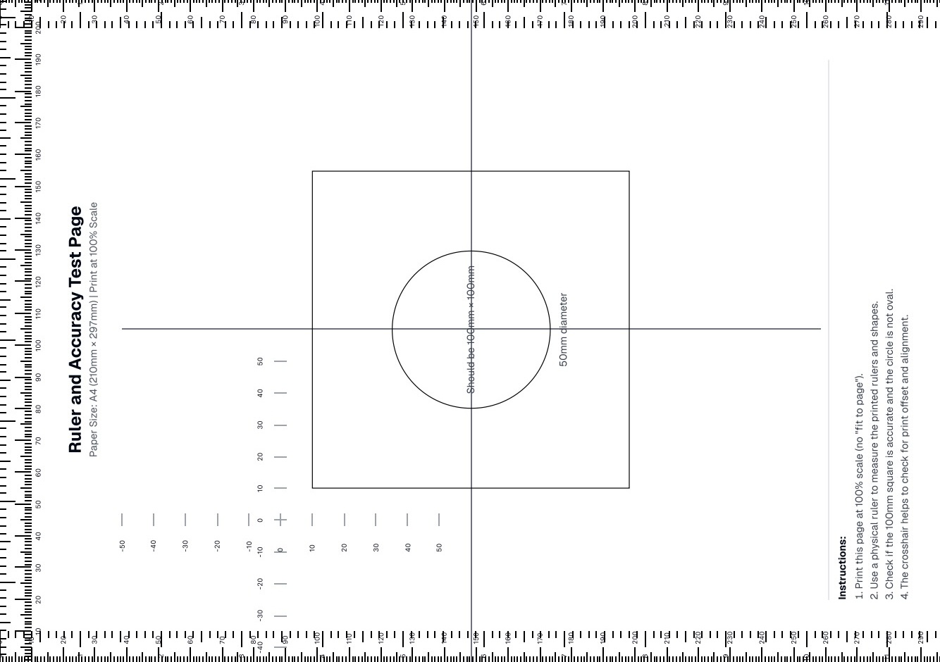 Ruler Printer Test Page thumbnail – check printer scaling, alignment, and dimensions
